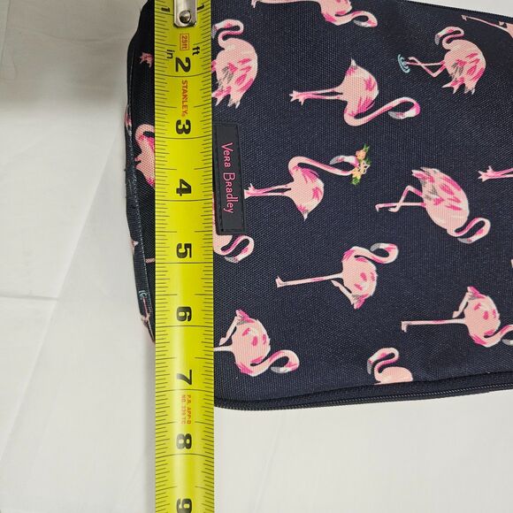 Vera Bradley Flamingo Lunch Tote Bag Insulated Zipper Lunchbox Pink and Navy - Picture 7 of 8